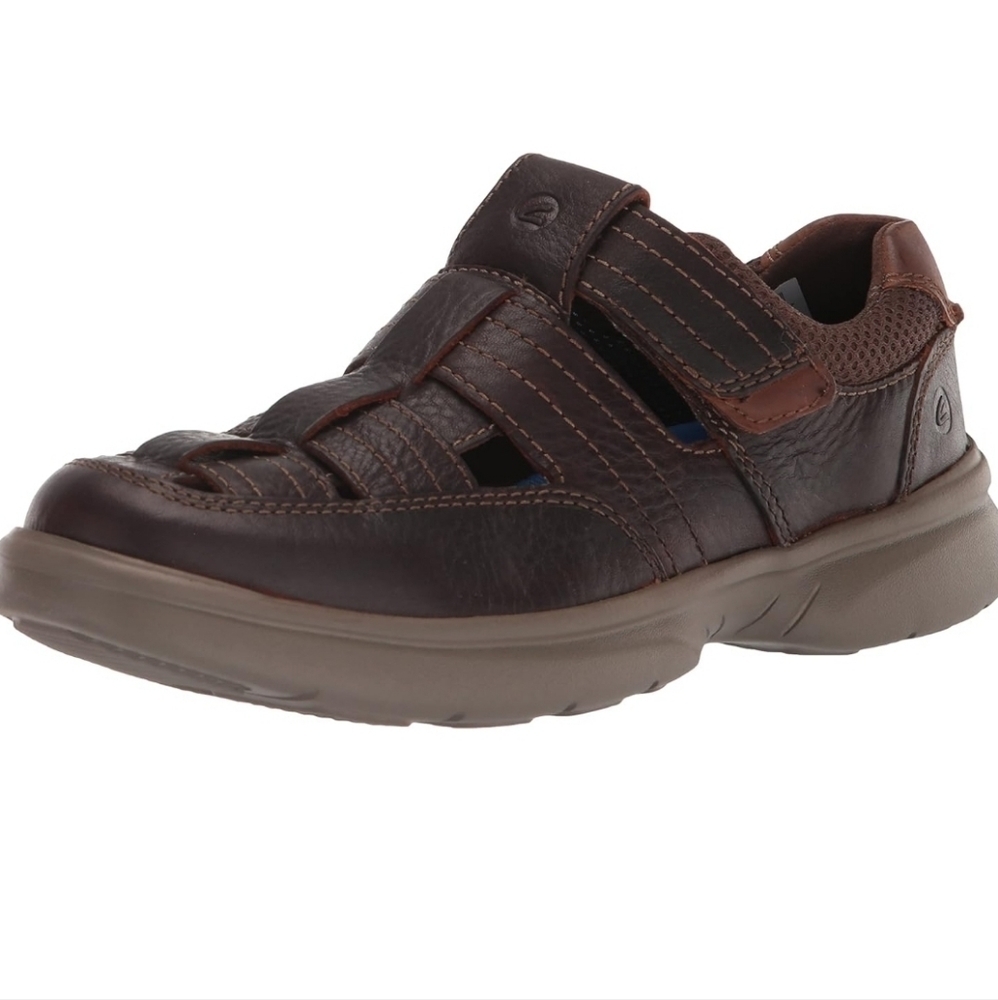 Clarks Brown Leather Fisherman Sandal with Tan Accent - Picture 16 of 16
